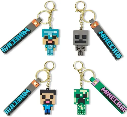 4 Pcs Pixel Keychains for Boys, Game Theme Pendant Keychains