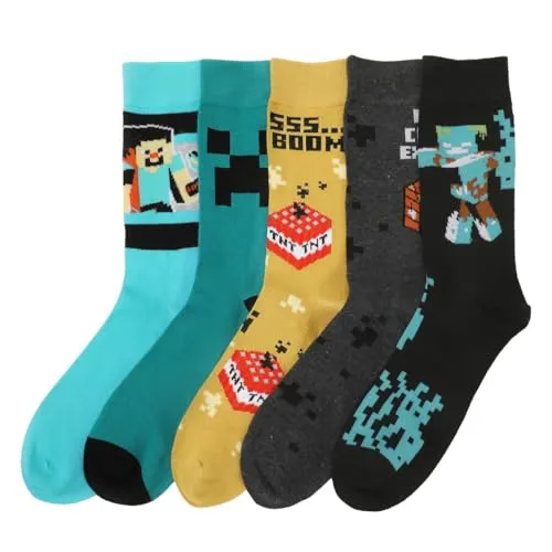 Bioworld Minecraft Characters & Icons Adult 5-Pair Crew Socks