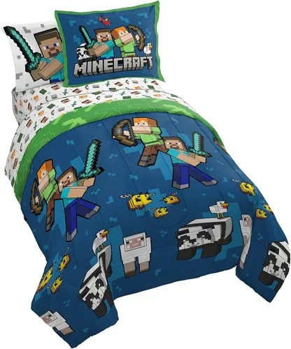 Jay Franco Minecraft Full Comforter Set – 7 piece incl. sheet set
