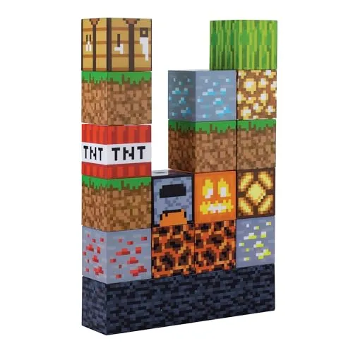 Minecraft Block Building Light, 16 Rearrangeable Light Blocks and Bedrock Base