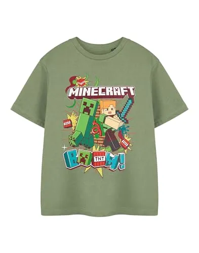 Minecraft T-Shirt Boys Creeper Inside Black or Grey Short Sleeve Gamer Top
