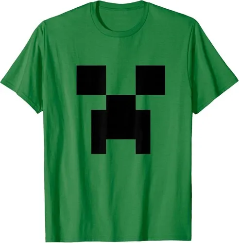 Minecraft Minimalist Big Creeper Face Pixel T-Shirt
