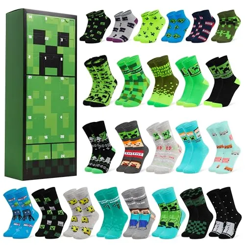 Minecraft 24 Pcs Socks Advent Calendar 2026 for Kids, Teens