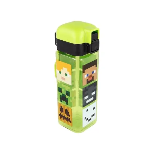 Stor Ecozen Safety Lock Square Kids Water Bottle 550 ml Minecraft, BPA-free, leak-proof
