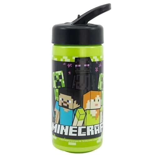 Stor Minecraft Sports Water Bottle with Straw and Built-In Handle 410ml