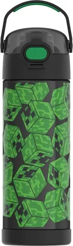 THERMOS FUNTAINER Vacuum-Insulated Water Bottle with Spout, 16 oz, Minecraft
