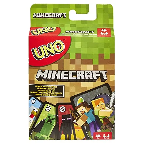 Mattel Games UNO Minecraft Card Game for Kids, Adults, Families & Parties, 2 to 10 Players